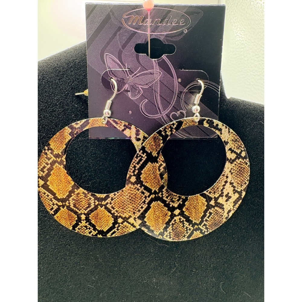 Mandee Snakeskin Print Hoop Dangle Earrings